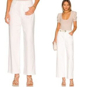 MOTHER The High Waisted Tunnel Vision Ankle White Denim Jeans Wide Leg Size 24